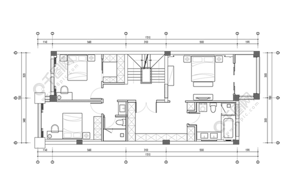住宅起居室CAD平面图设计图免费下载_dwg格式_编号34362888
